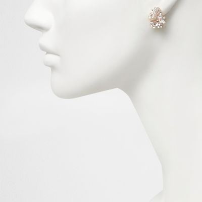 Rose gold tone diamante twist stud earrings